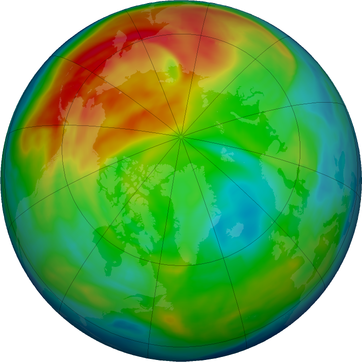 Arctic ozone map for 03 January 2021